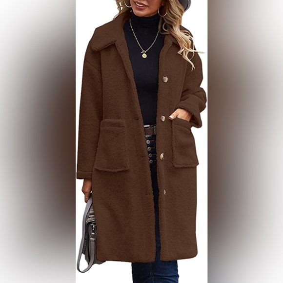 Jackets & Blazers - New Women's Fuzzy Fleece Open Front Long Cardigan Teddy Coat